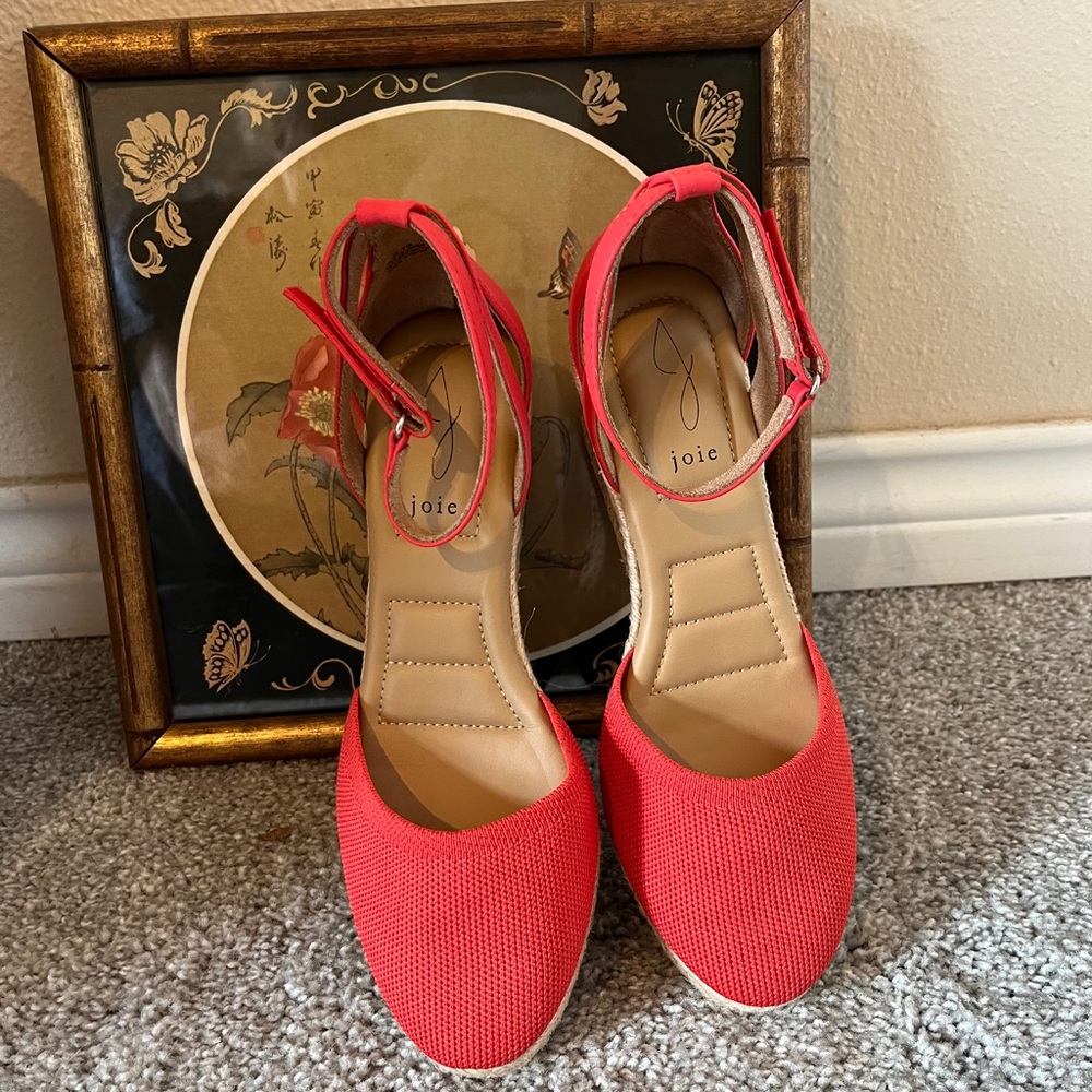 Joie "Sloan" Espadrille Ankle Strap Wedgie Shoes NWOT Size 7M